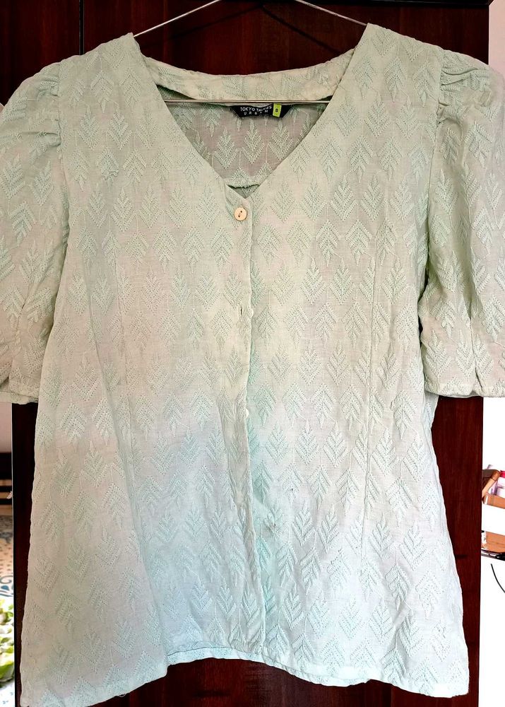 Mint Green Puff Sleeve Top/Shirt