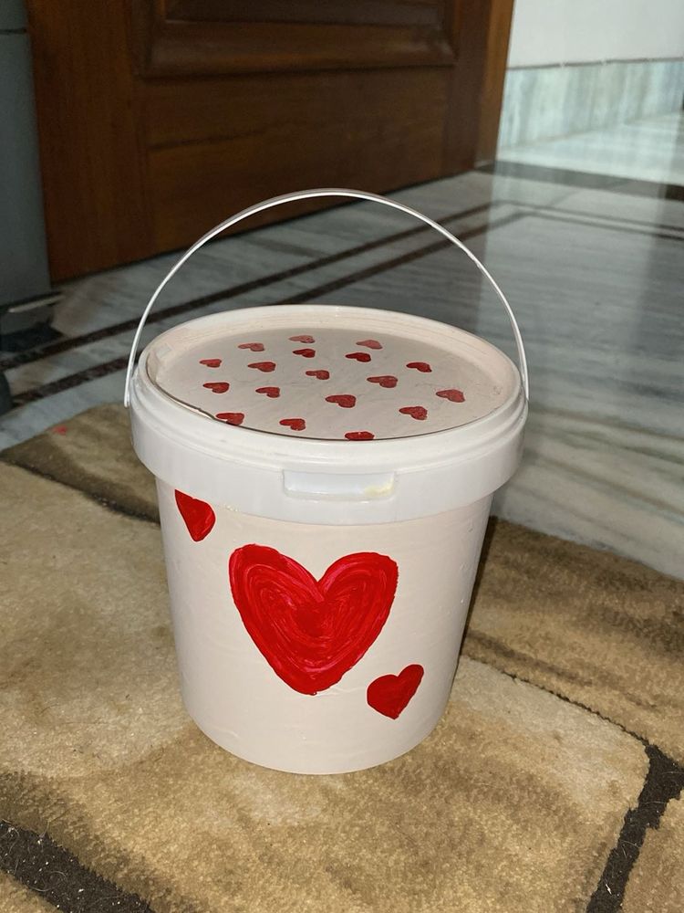 Hand-painted Heart Bucket