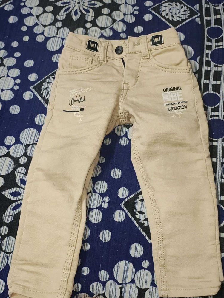 Stylish Beige Kids Jeans