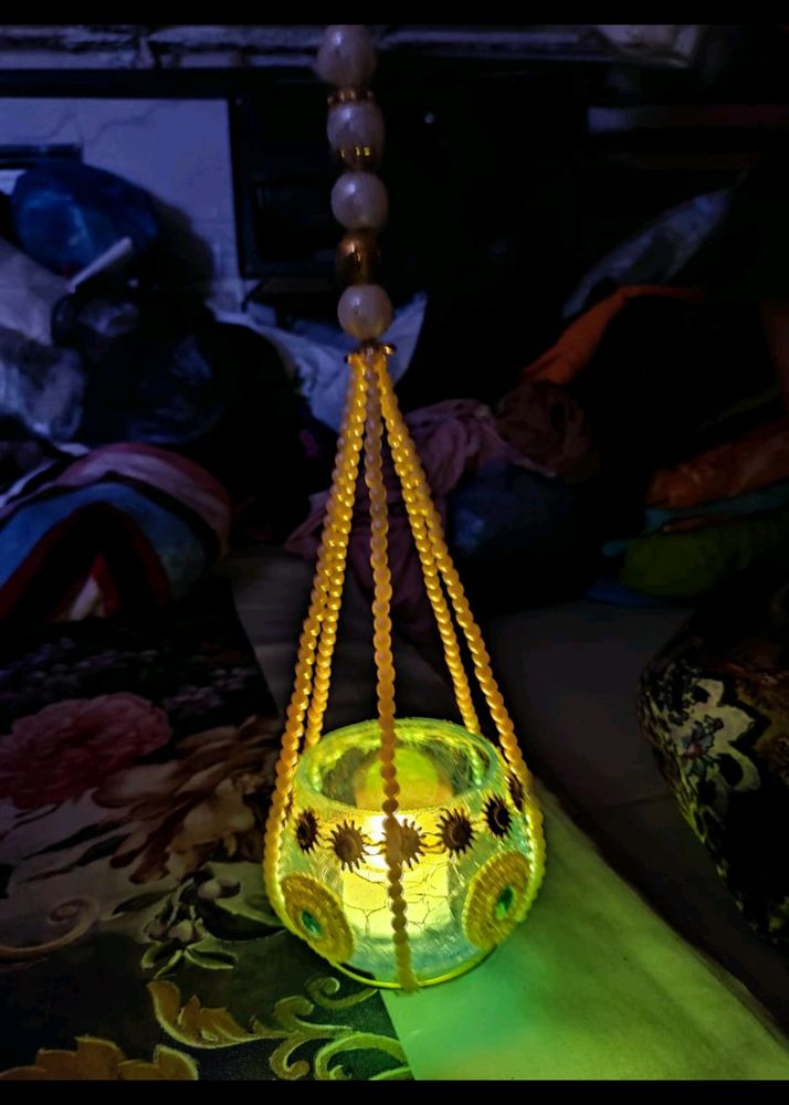 Special Diwali Offer Day🕯️ 🪔 Lamps Glass Bowls Light Blue 💙 And Muti Pulse Moti 🦪 Pearls Hanging