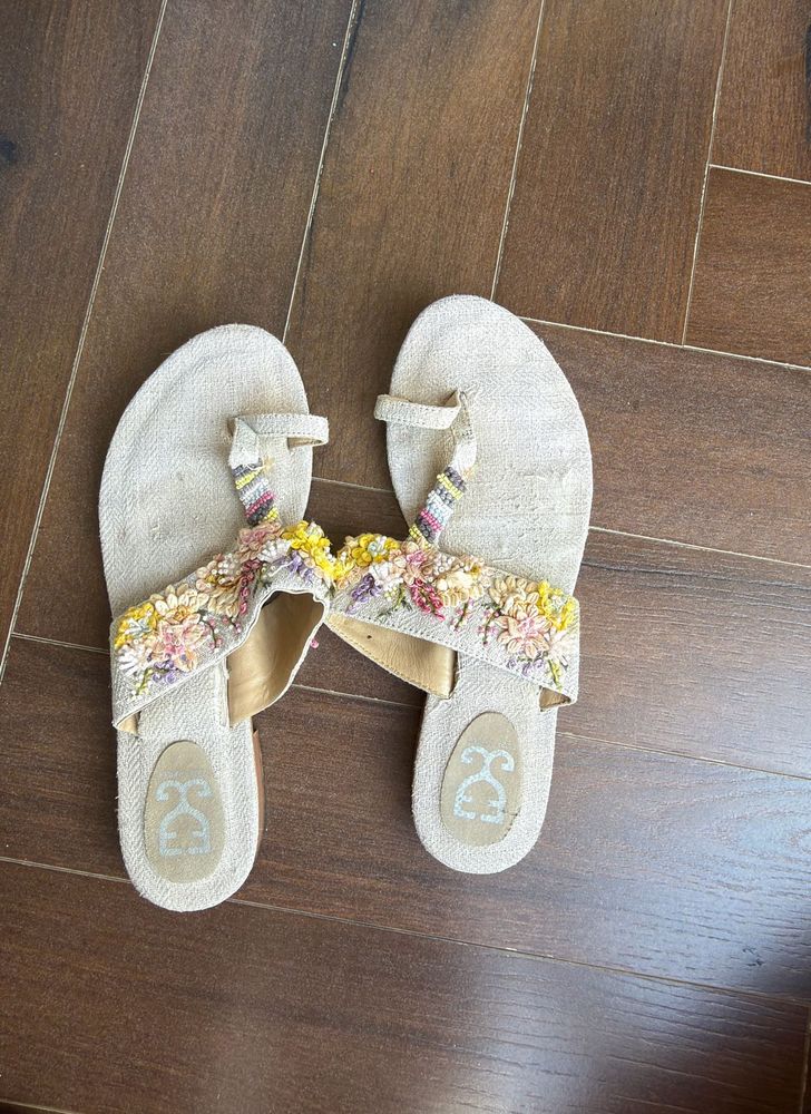 Embroidered Floral Sandals