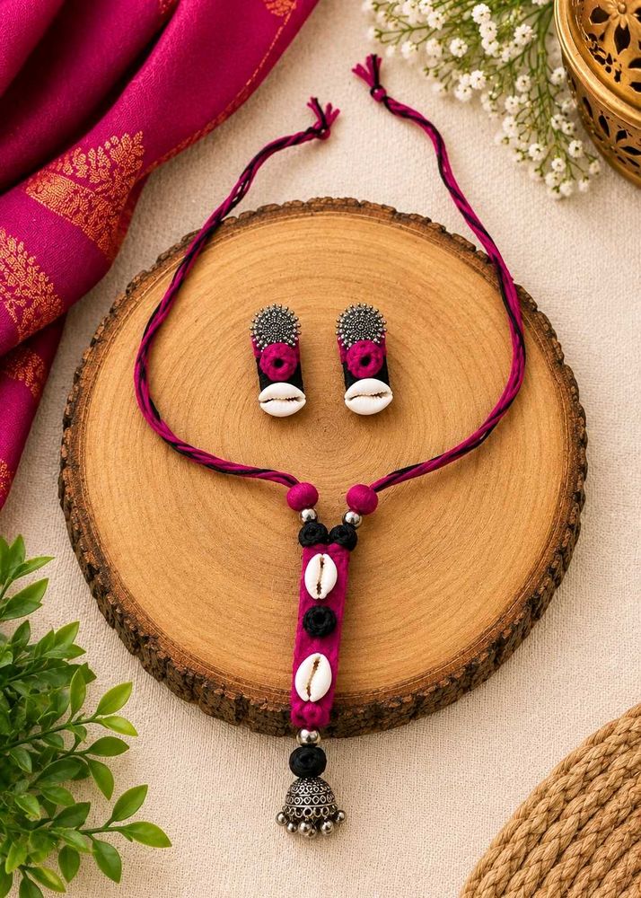 Boho Fabric Necklace &amp; Earring Set