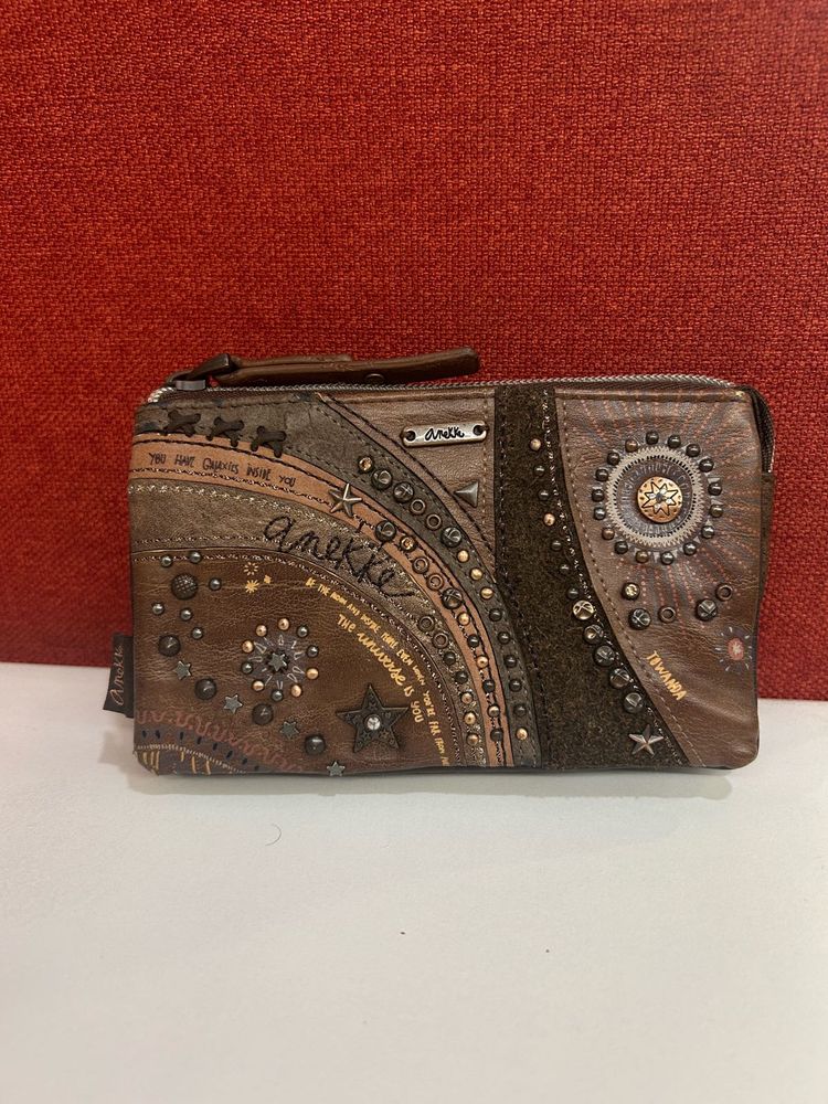 SALE Anekke Brown Star Studs Leather Wallet