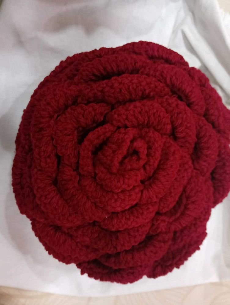 Handmade Red Rose Crochet Scarf/Dupatta