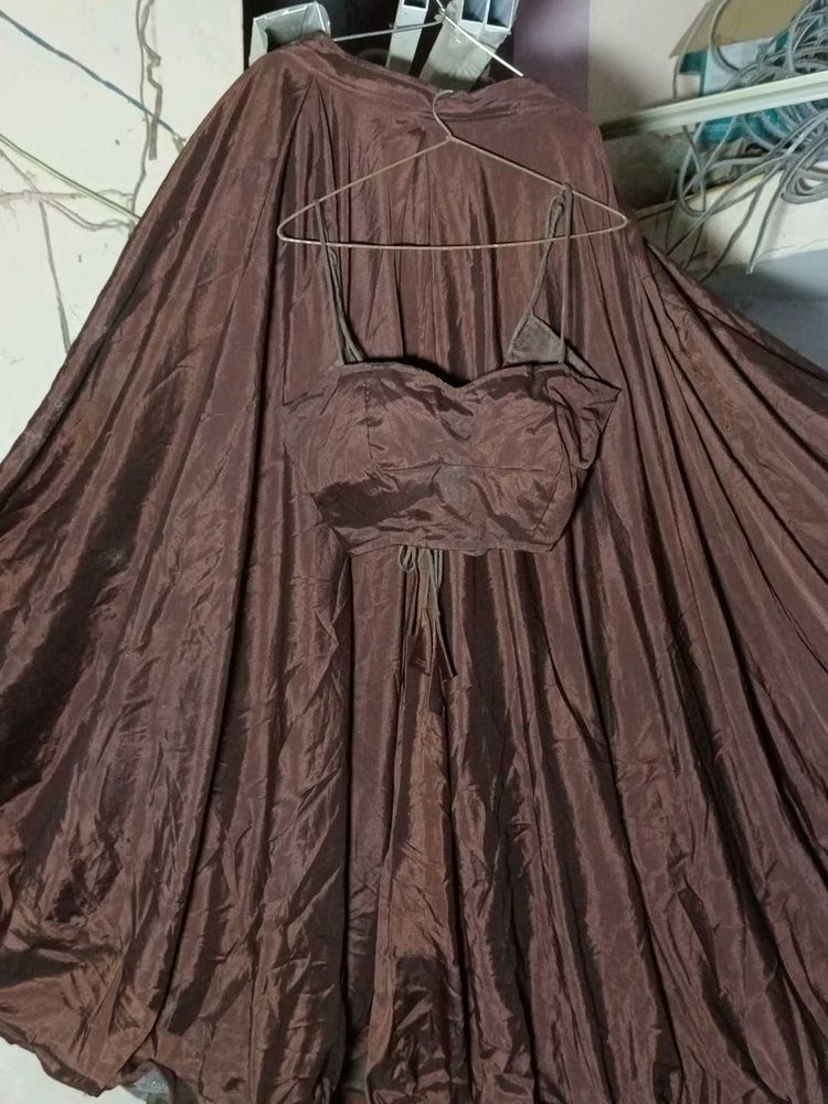 “Designer Brown Silk Lehenga Choli