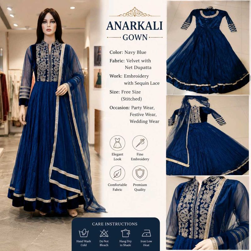 Elegant Navy Blue Gown