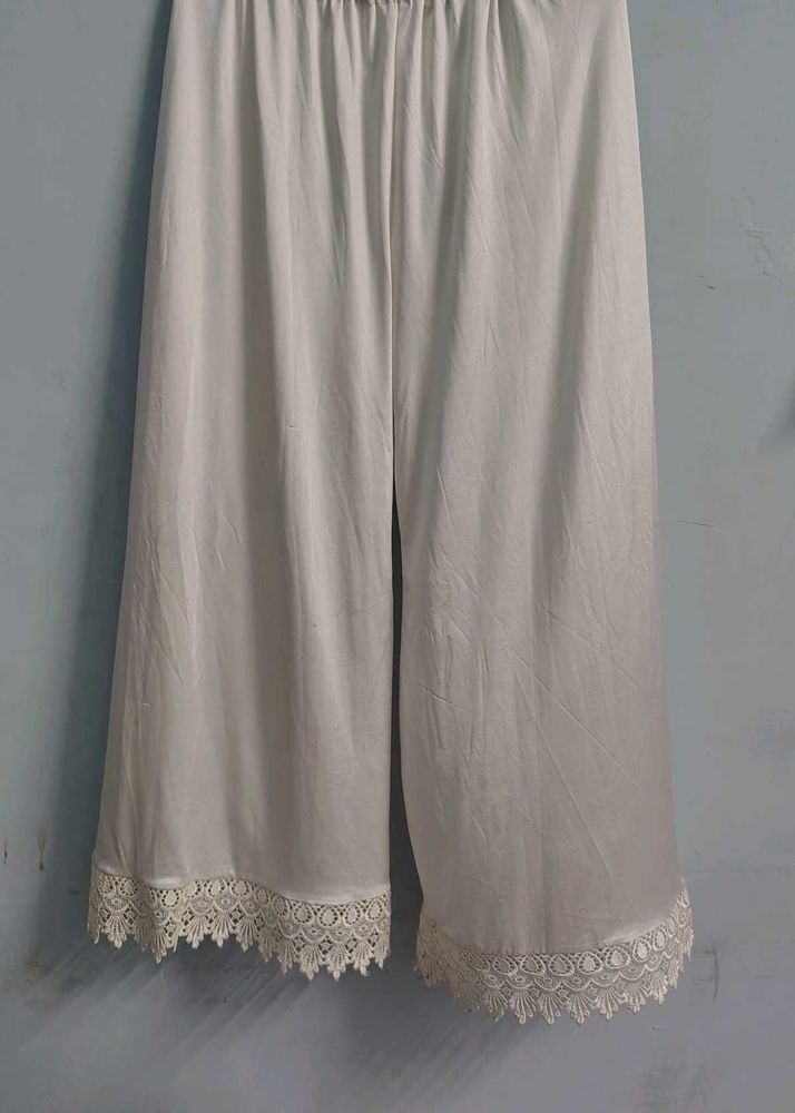 silk satin white plazo net presented fashionable