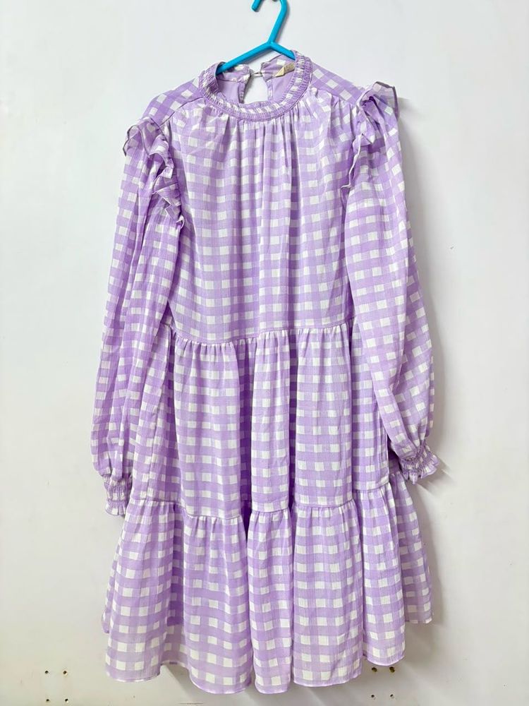 Lavender Gingham Tiered Dress💜