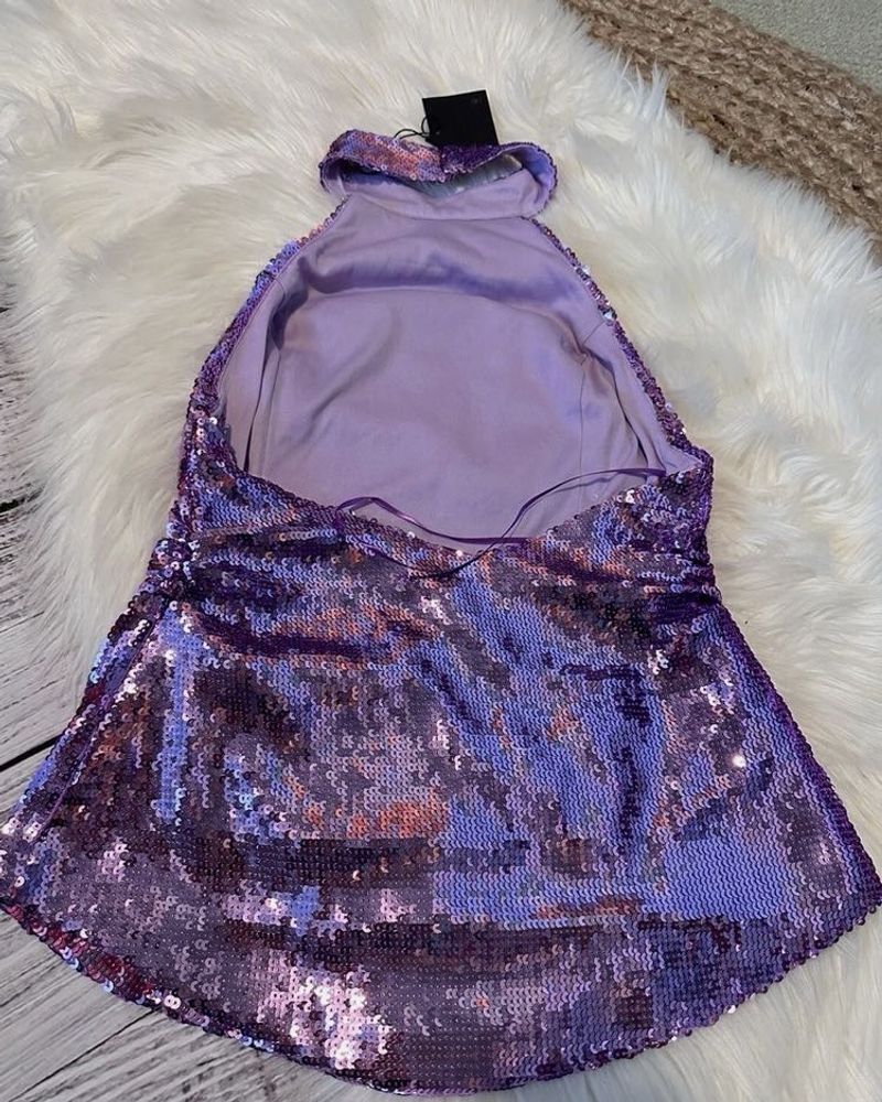 ZARA lilac sequin  Halter Top