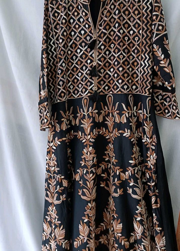 Embroidered Ethnic Kurta Dress black
