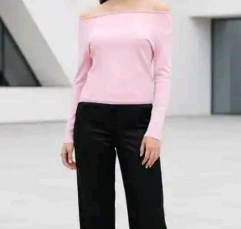Pink Long Sleeve Flared Top