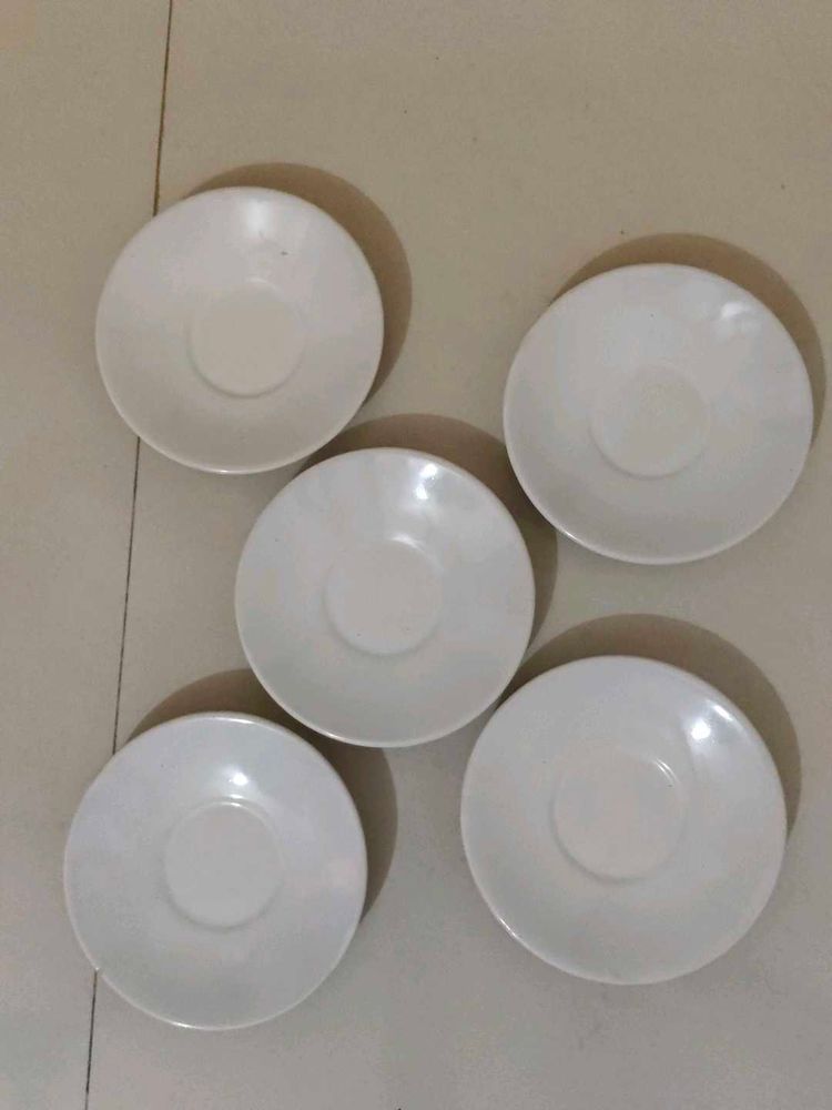 Set of 5 White Saucers