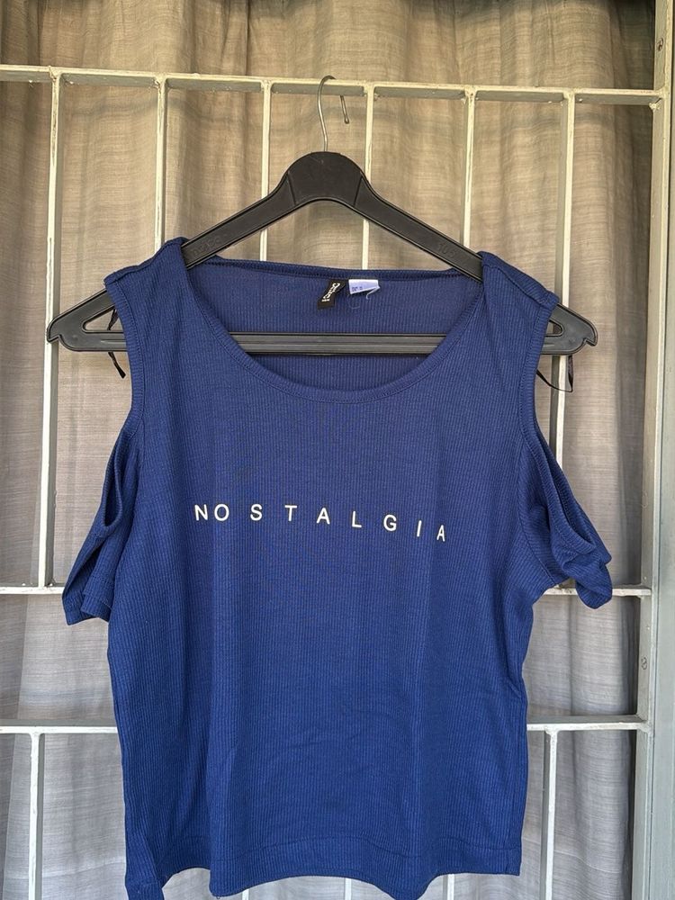 Blue Cold Shoulder "Nostalgia" Top