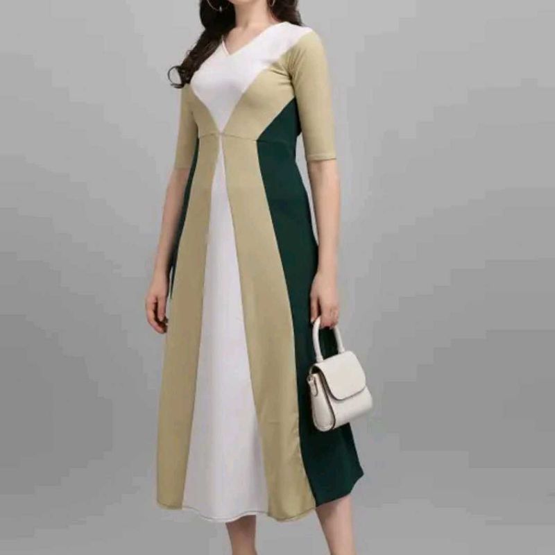 Elegant Color Block Midi Dress