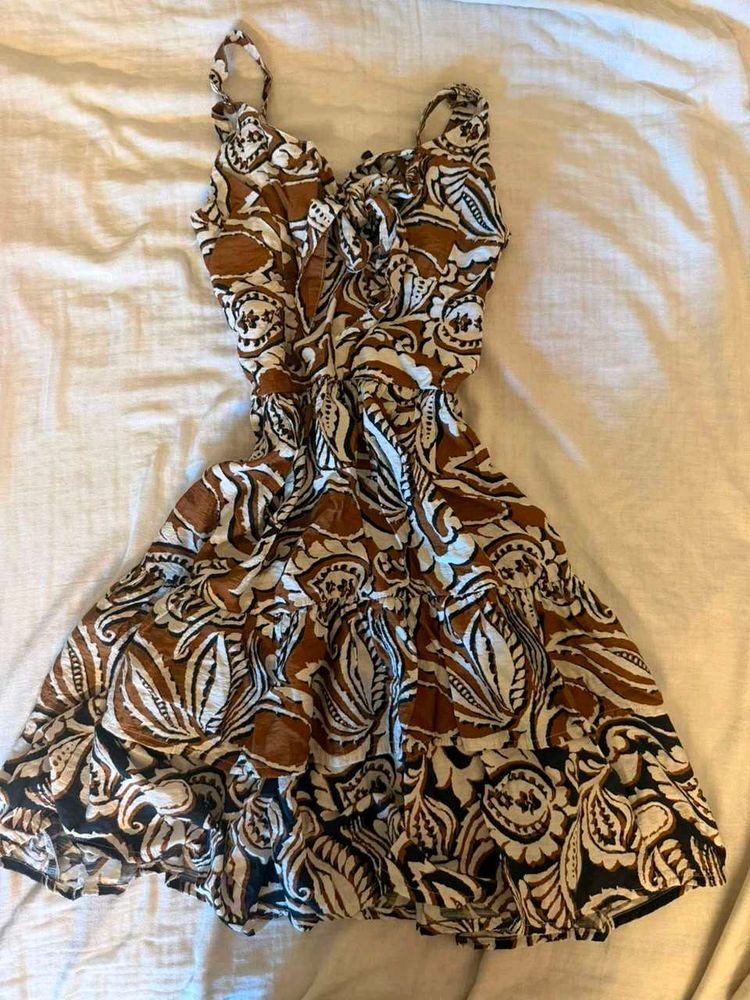 Negotiable y2k whimsy Paisley Print Tiered Mini dr