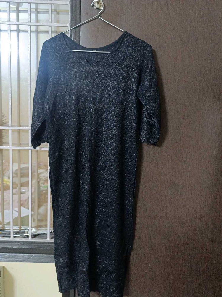 Elegant Black Textured Kurta