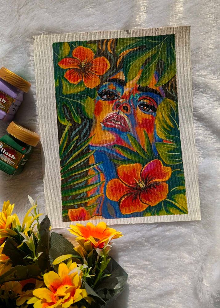 Vibrant Floral Portrait Canvas sheet Art Painting