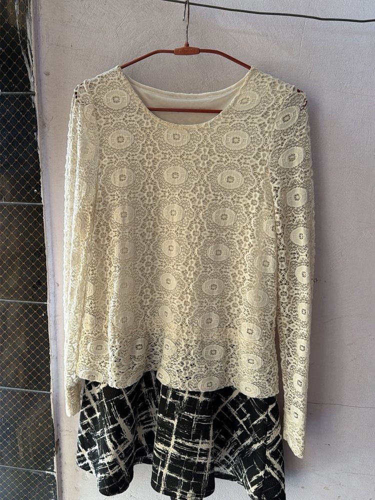 Lace Top with Flared Skirt