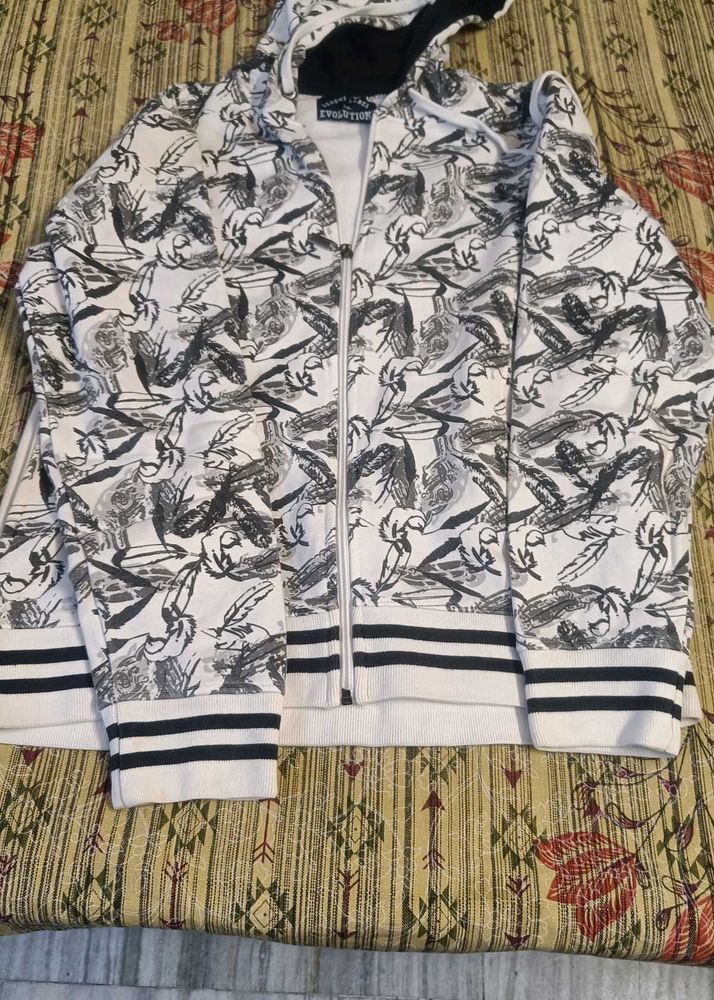 Printed Zip-Up Hoodie
