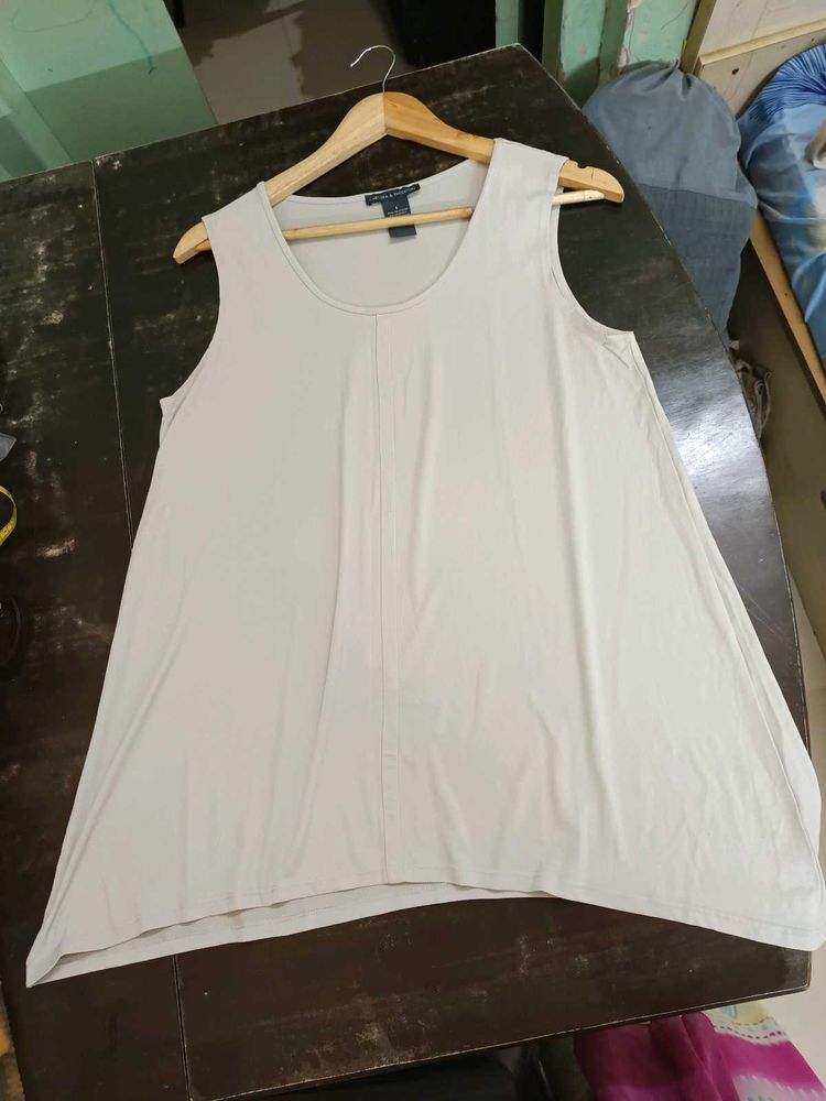 Sleeveless Beige Tunic Top