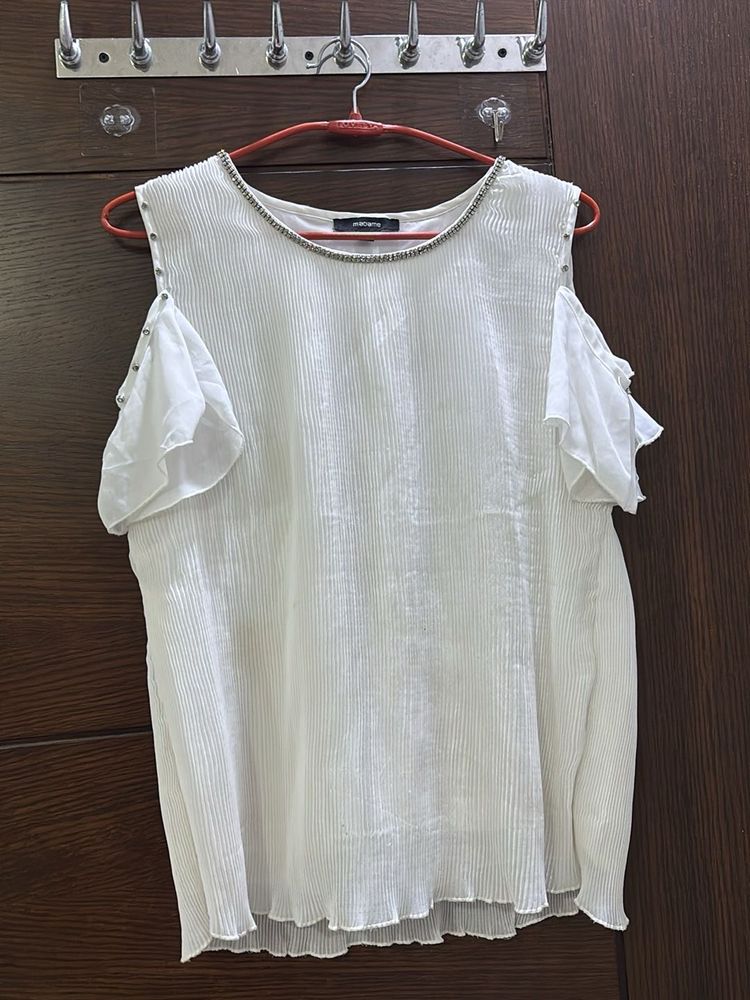Elegant White Cold Shoulder Top