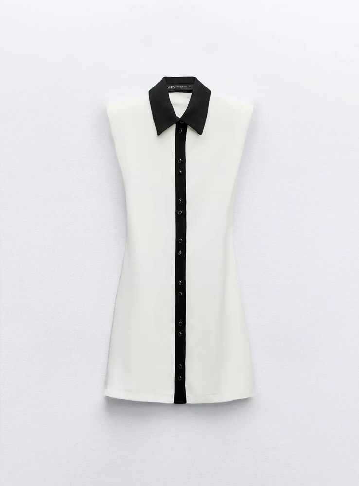 Zara Sleeveless Mini Dress with padded shoulder