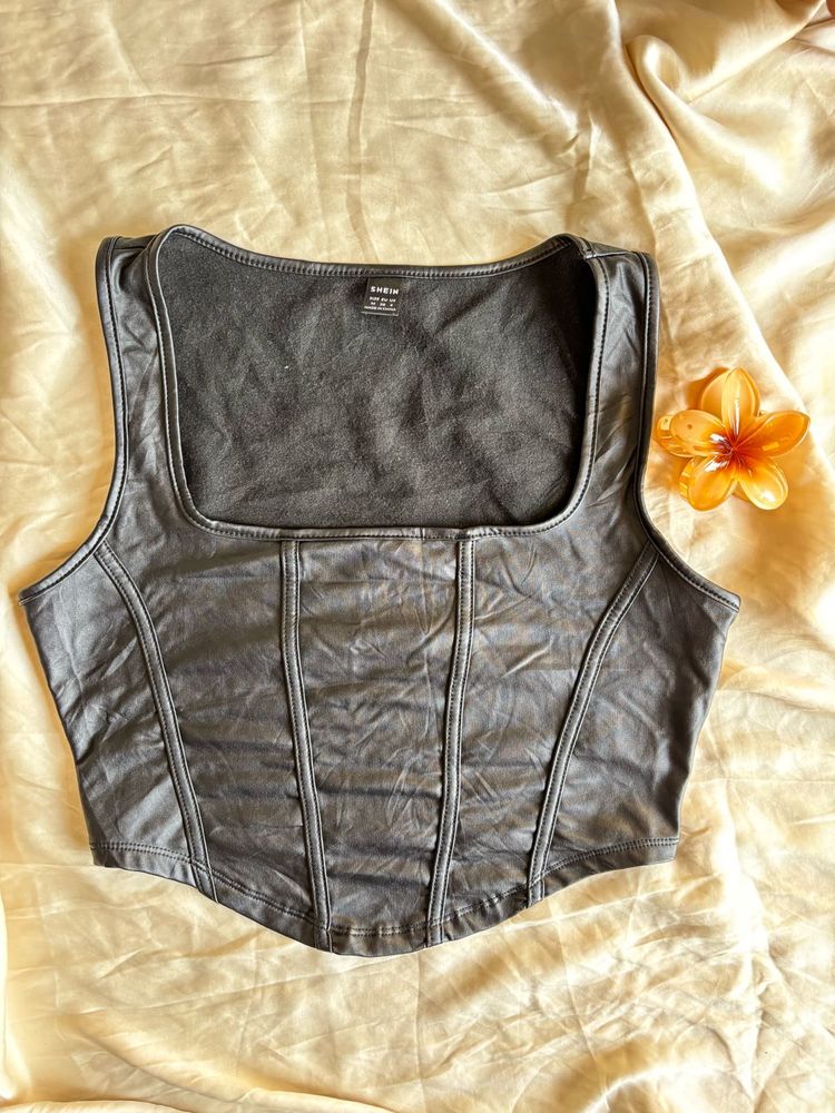Shein Faux Leather Corset Top