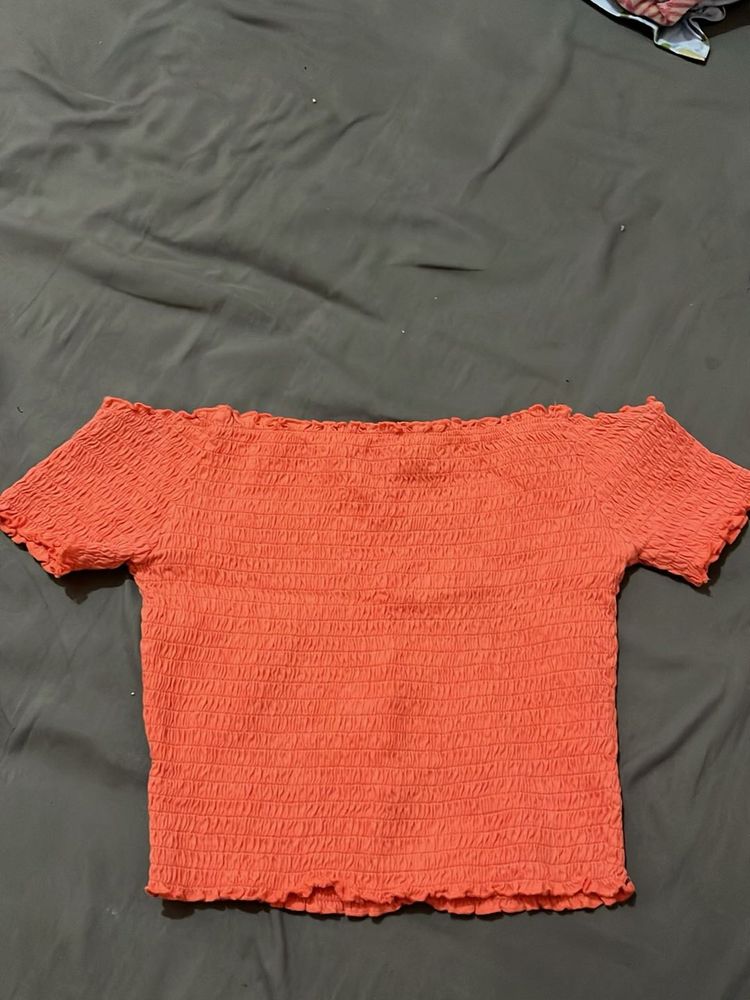 Cute Smocked Off-Shoulder Top