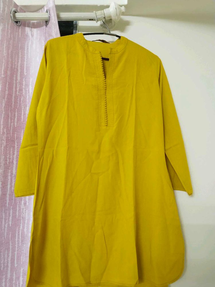Mustard Cotton Kurta