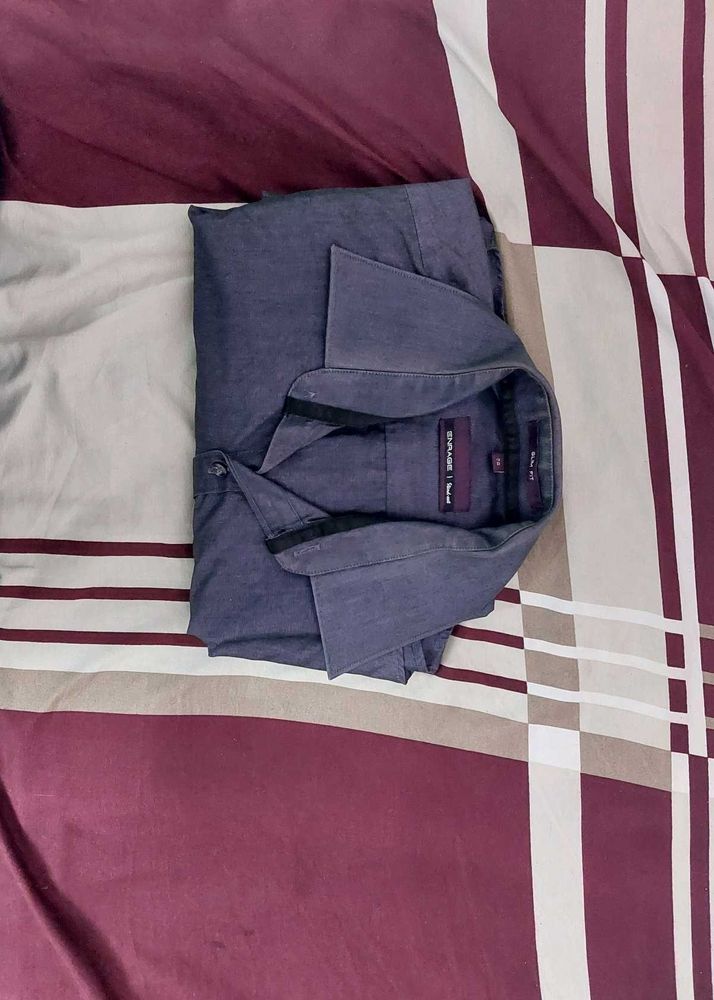 Men's Blue Casual Slim Shirt