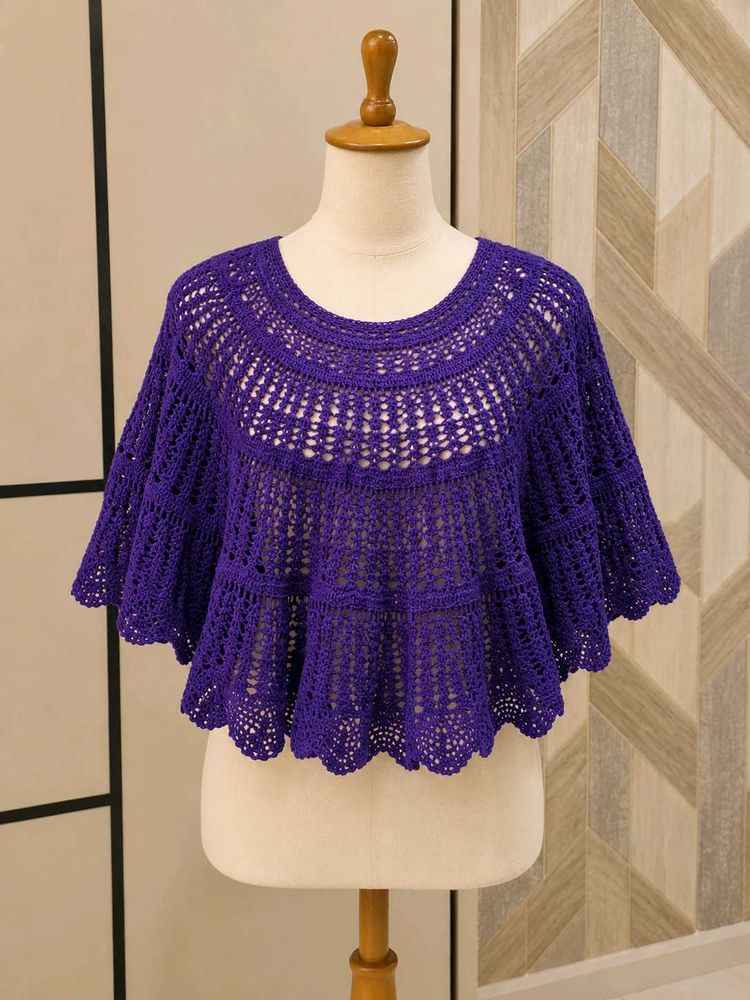 Purple Crochet Cape Blouse