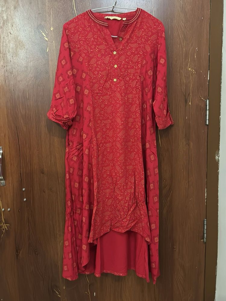 Red Printed Kurta