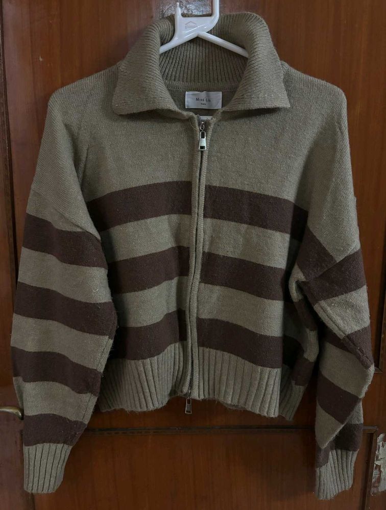 Striped Zip-Up Sweater