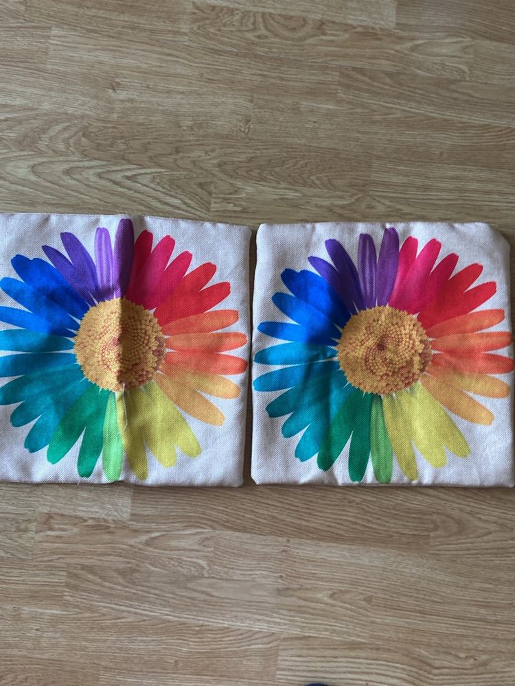 Rainbow Daisy Cushion Covers (Set of 2)