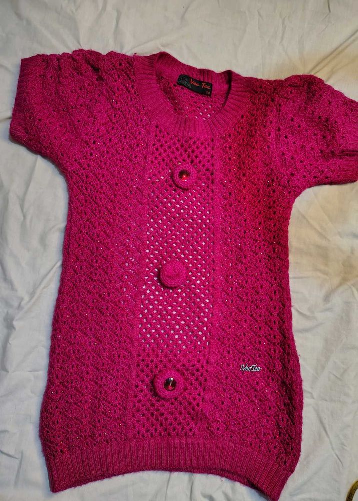 Hot Pink Knit backless Sweater