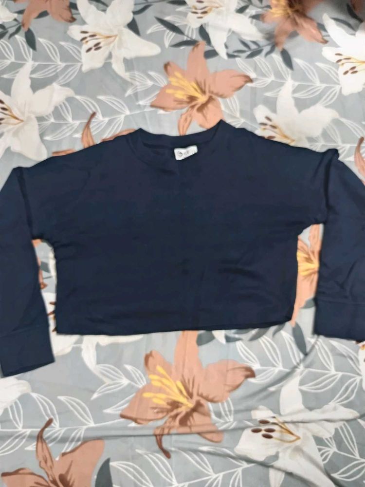 Navy Blue Crop Top
