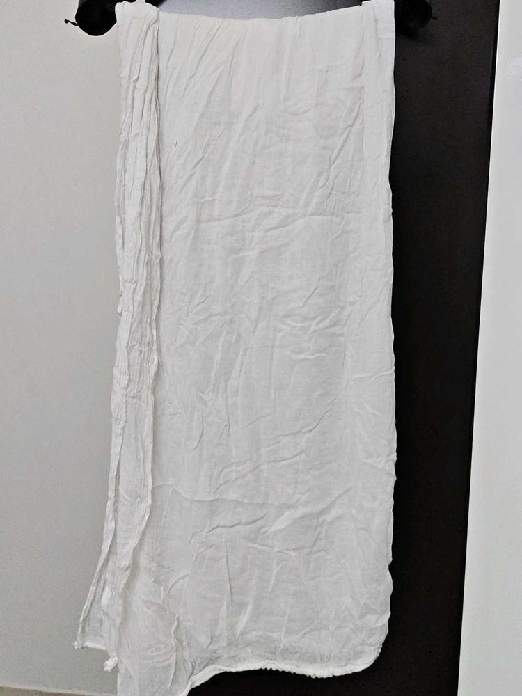 Plain White Cotton Dupatta