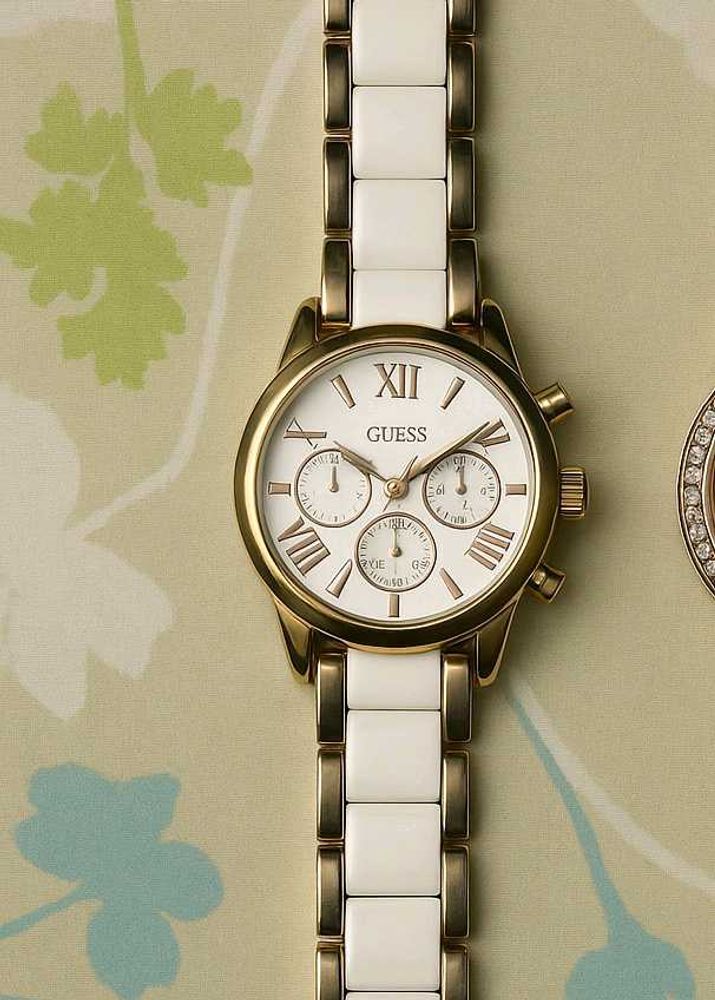 Guess Gold &amp; White Watch