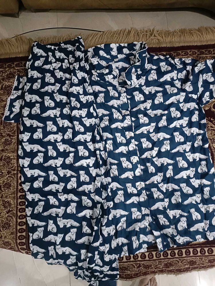 Cute Fox Print Pajama Set