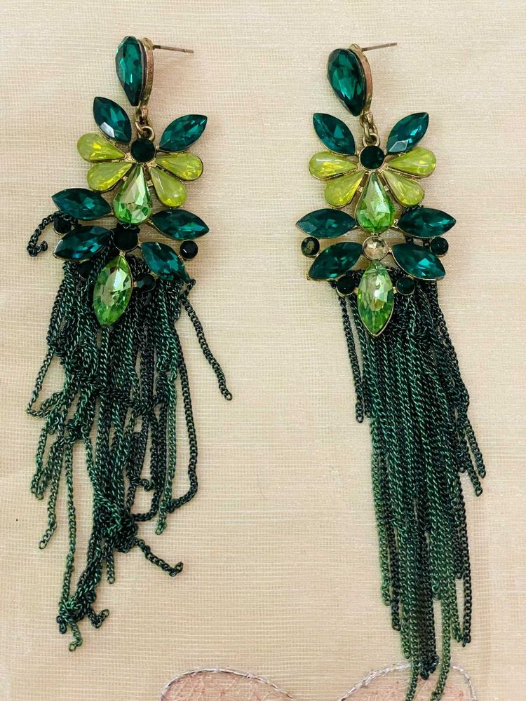 Stunning Green Gemstone Dangle Earrings