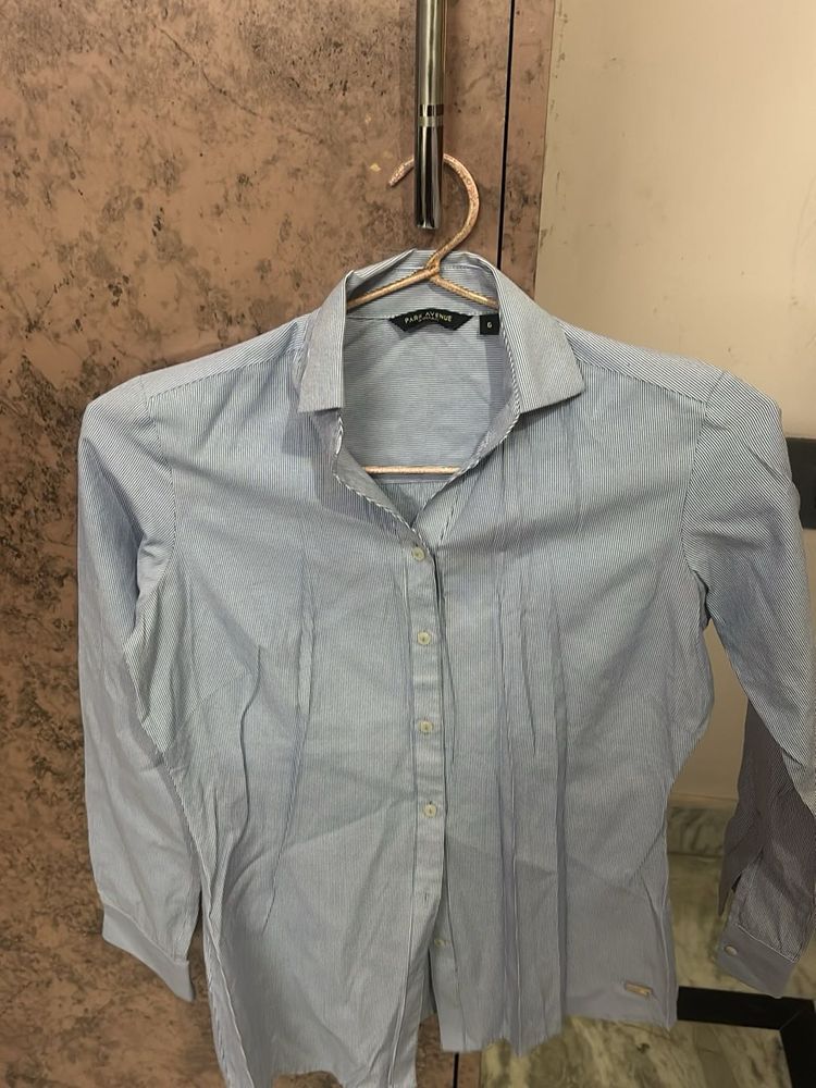 Light Blue Striped Button-Up Shirt