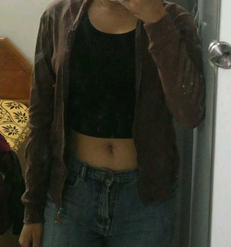 Cozy Brown Zip-Up Cardigan
