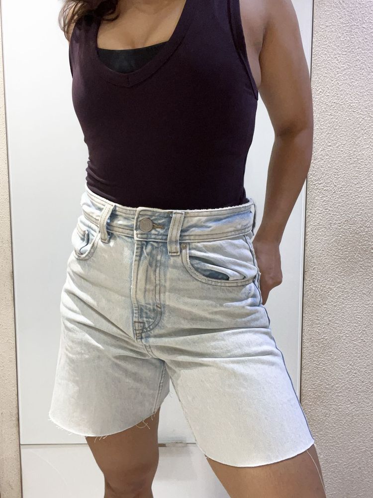 Light Wash Denim Bermuda Shorts