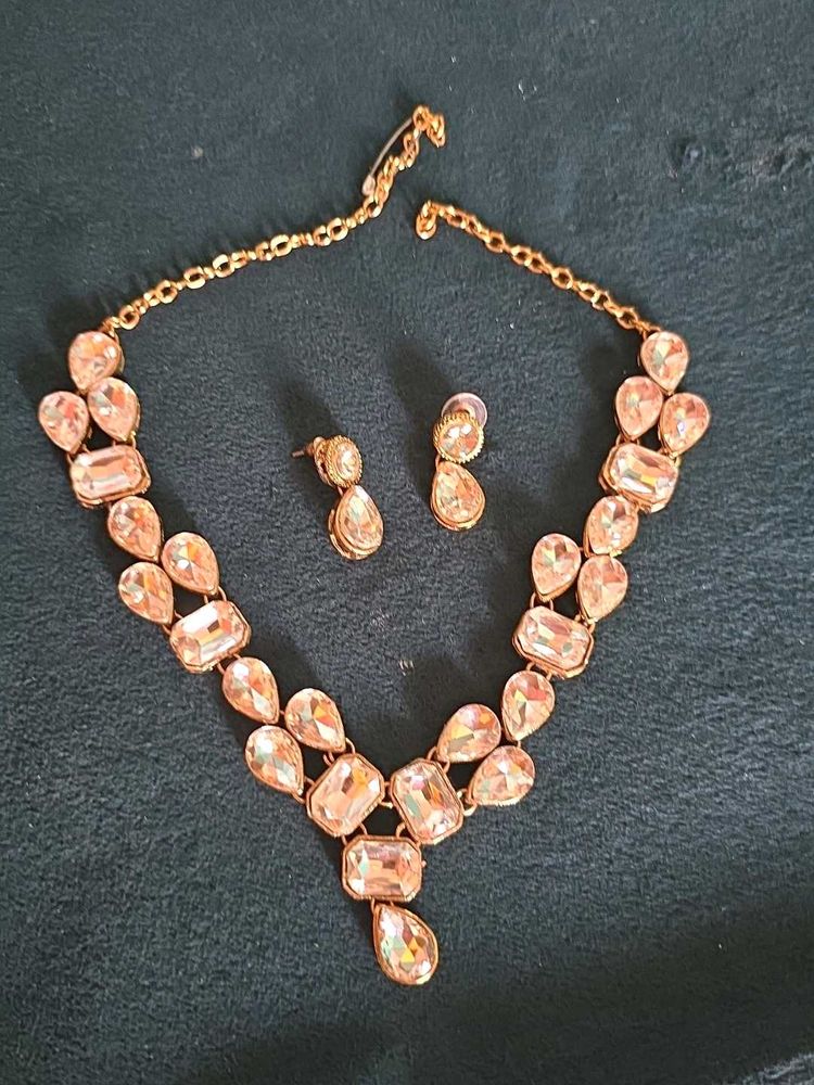 Sparkling Gemstone Necklace &amp; Earring Set