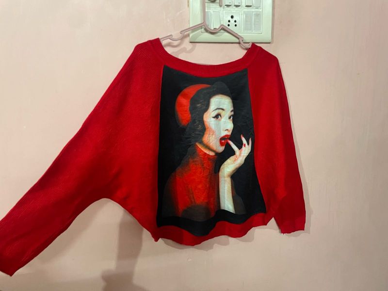 Lady in Red Unique Graphic Print Swe