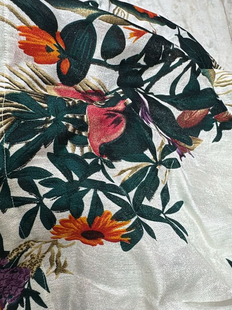 Vibrant Floral Print Skirt material
