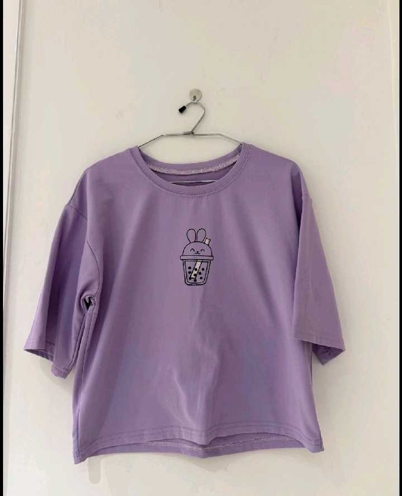 New Cute Purple Boba Tea Bunny T-Shirt