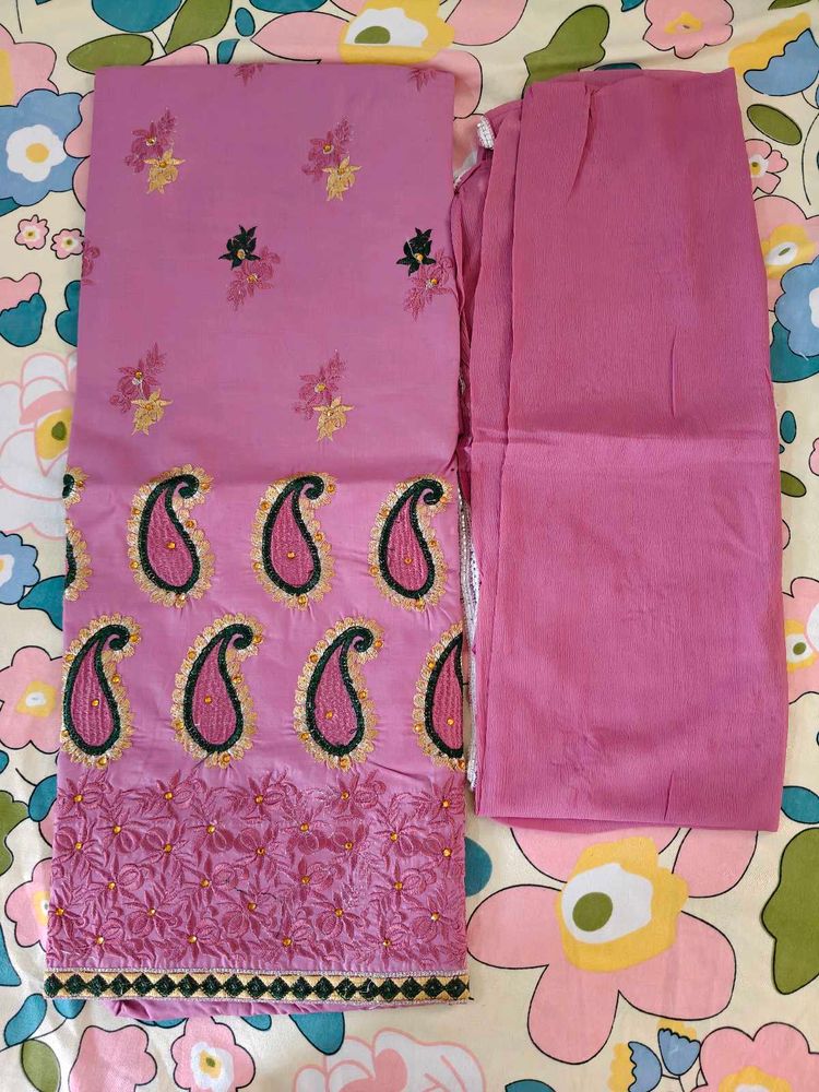 Pink Embroidered Kurta Set dress material