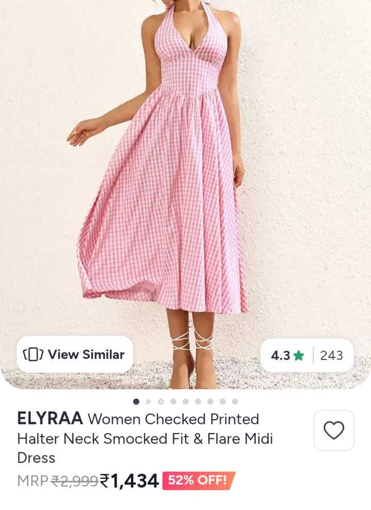 pink printed halter neck dress