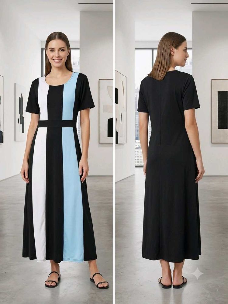 Colorblock A-Line Dress